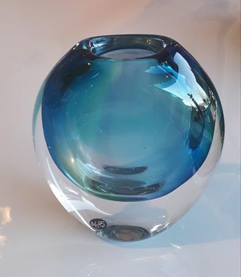 Eclipse Vase - Aqua/Lime by Höglund Art Glass