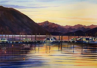 Sunset at Lake Wanaka Marina by Kelvin McMillan