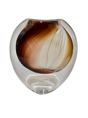 Eclipse Vase 16cm opaque white/coffee by Höglund Art Glass