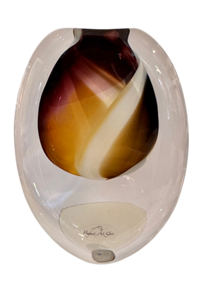 Eclipse Vase 15cm (wide) opaque white/coffee by Höglund Art Glass