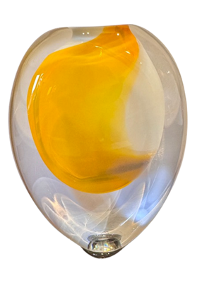 Eclipse Vase 16cm opaque white/yellow by Höglund Art Glass