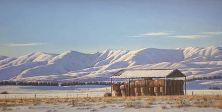 Ida Valley Haybarn & Hawkdun Range by John Toomer